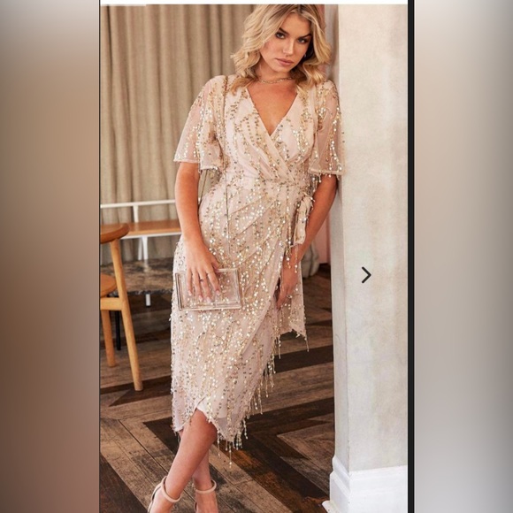 Amica fireworks dress in beige gold - Picture 3 of 5